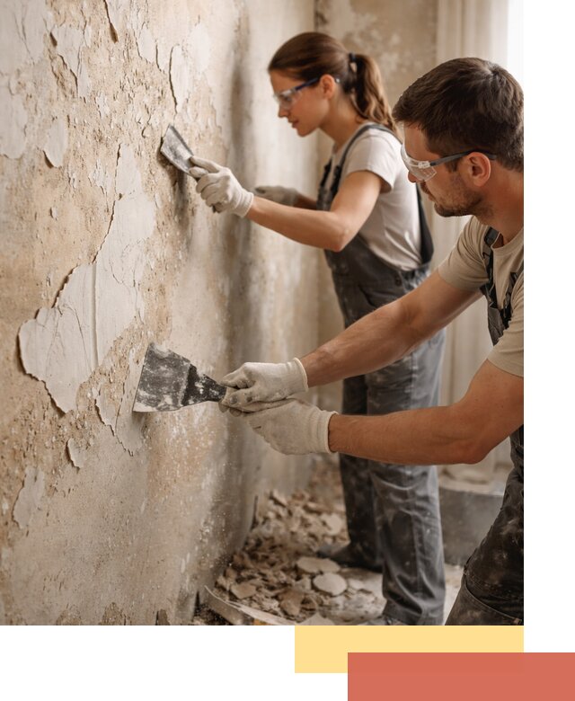 Снятие старой шпаклевки и подготовка поверхностей в Кандалакше