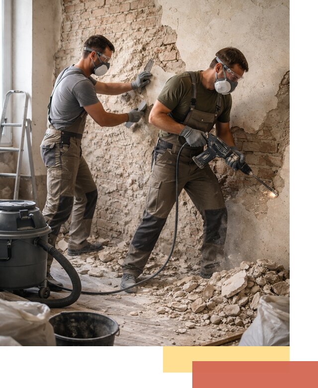 Демонтаж штукатурки со стен в Кандалакше быстро и аккуратно