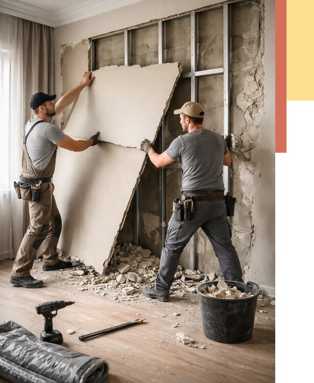 Демонтаж гипсокартона со стен в Кандалакше от 354 руб. — услуги демонтажа | ОТДЕЛОЧНИК-Кнд