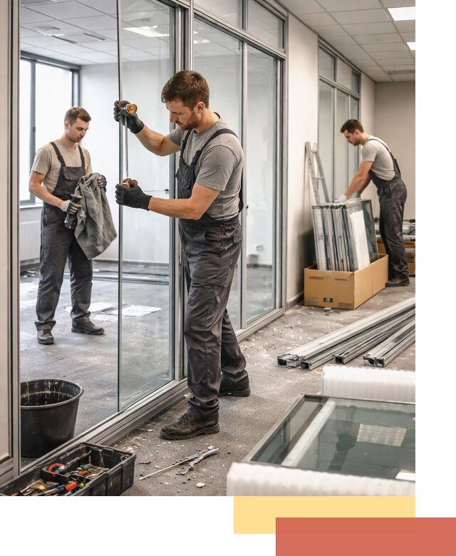 Демонтаж стеклянных перегородок в Кандалакше быстро и безопасно