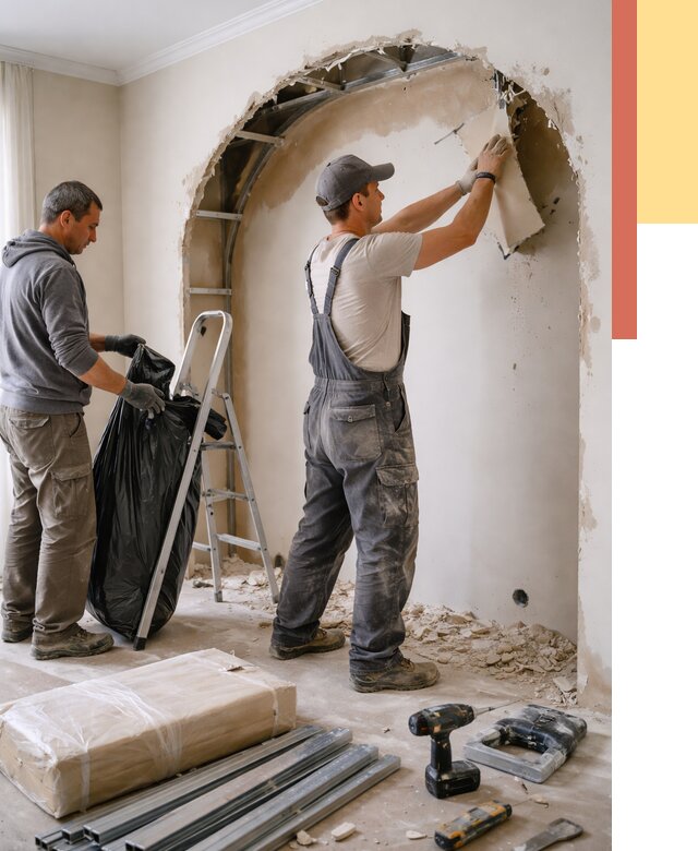 Демонтаж арки из гипсокартона в Кандалакше от 3536 руб. — услуги под ключ | ОТДЕЛОЧНИК-Кнд