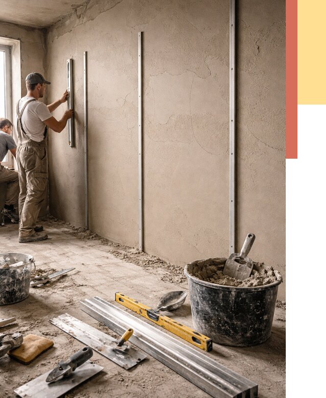 Штукатурка стен по маякам в Кандалакше от 5557 руб./м² — выравнивание под ключ | ОТДЕЛОЧНИК-Кнд