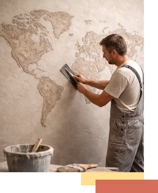 Декоративная штукатурка «Карта мира» под ключ в Кандалакше