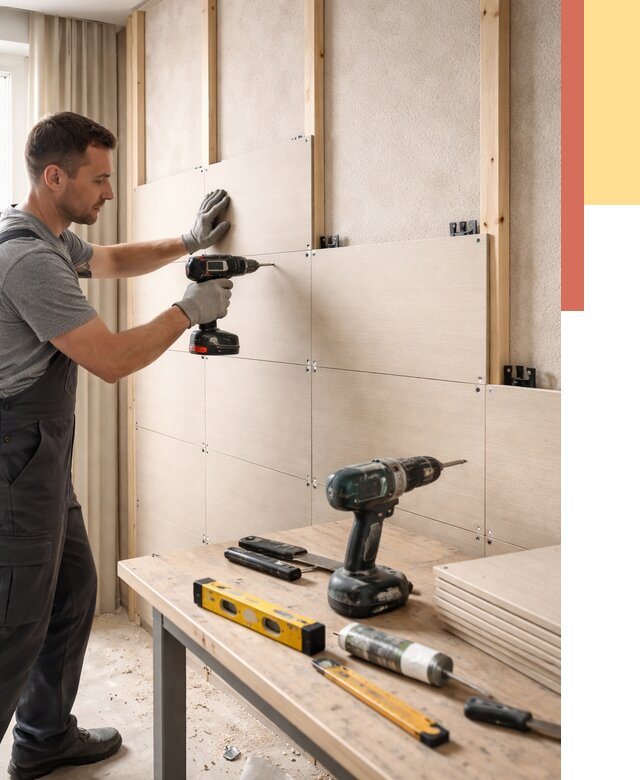 Монтаж МДФ панелей на стены в Кандалакше от 1263 руб. под ключ | ОТДЕЛОЧНИК-Кнд