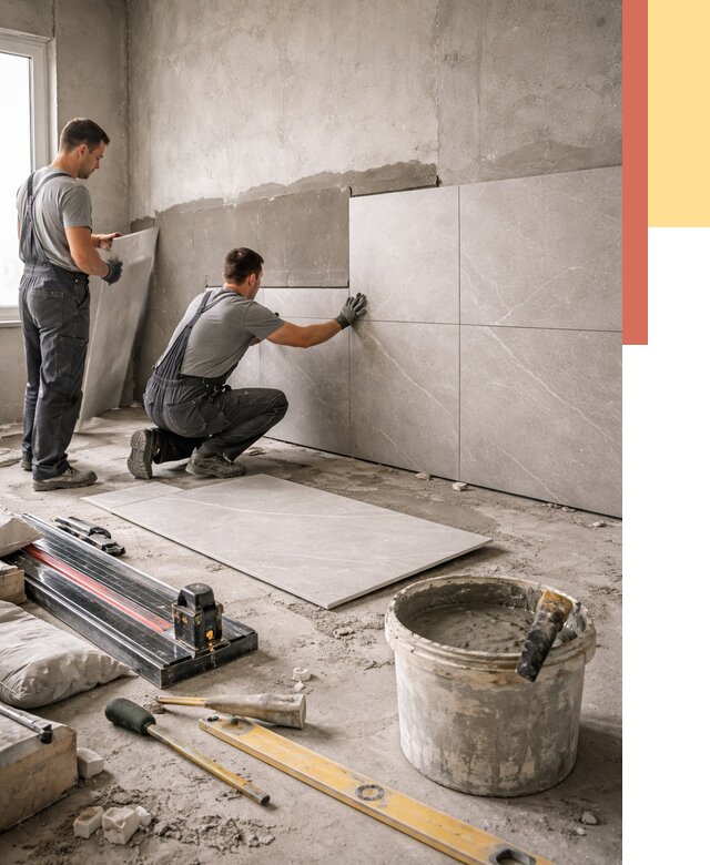 Облицовка стен керамогранитом в Кандалакше от 4243 руб./м² — услуги под ключ | ОТДЕЛОЧНИК-Кнд