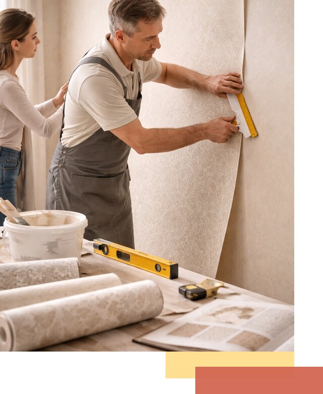 Поклейка обоев с подбором рисунка в Кандалакше