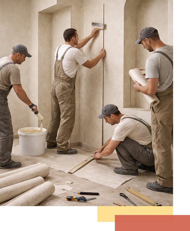 Поклейка обоев на сложные стены и неровные поверхности в Кандалакше