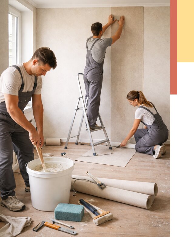 Оклейка стен обоями в Кандалакше от 3536 руб/м2 — быстро и недорого | ОТДЕЛОЧНИК-Кнд