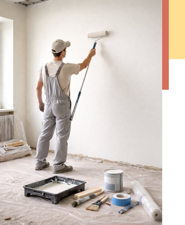 Покраска стен водоэмульсионной краской в Кандалакше от 455 руб. за м² | ОТДЕЛОЧНИК-Кнд