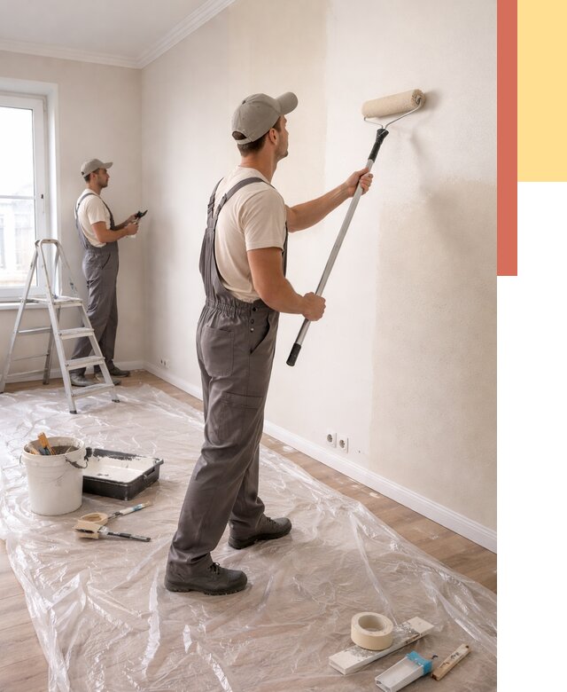 Покраска стен акриловой краской в Кандалакше от 3536 руб./м² — быстро и недорого | ОТДЕЛОЧНИК-Кнд