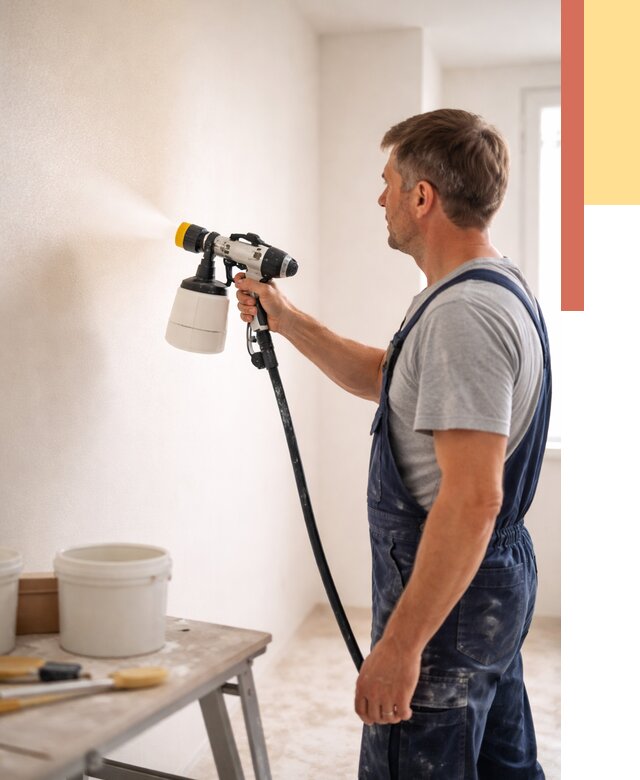 Покраска стен краскопультом в Кандалакше от 7577 руб. — механизированная покраска | ОТДЕЛОЧНИК-Кнд