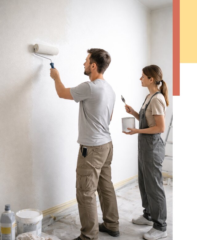 Окраска стен по стеклохолсту в Кандалакше от 4546 руб/м² под ключ | ОТДЕЛОЧНИК-Кнд