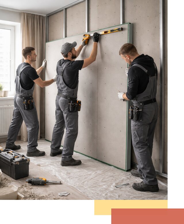 Шумоизоляция стен панелями ЗИПС в Кандалакше для жилых и коммерческих помещений