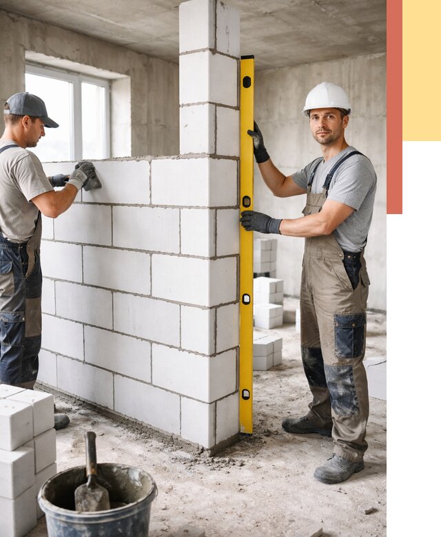 Кладка перегородок из пеноблока в Кандалакше от 1819 руб. под ключ | ОТДЕЛОЧНИК-Кнд