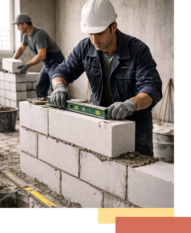 Кладка перегородок из пеноблока под ключ в Кандалакше