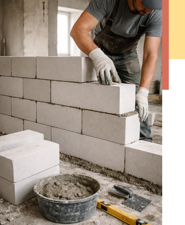 Кладка перегородок из силикатного блока в Кандалакше от 4041 руб. под ключ | ОТДЕЛОЧНИК-Кнд