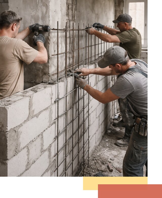 Армирование кладки перегородок в Кандалакше профессионально и надёжно
