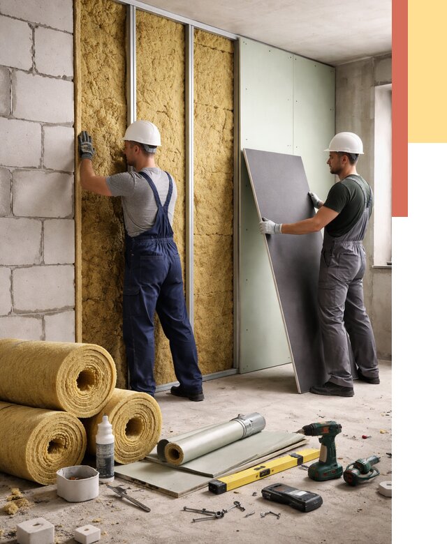 Шумоизоляция перегородок из блоков в Кандалакше от 1869 руб./м² — быстро и недорого | ОТДЕЛОЧНИК-Кнд