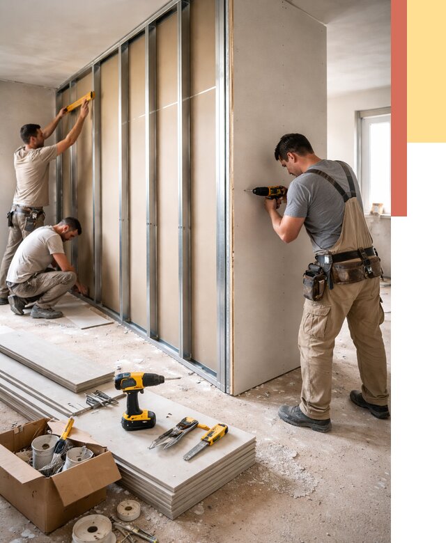 Монтаж однослойной перегородки из гипсокартона в Кандалакше от 657 руб. | ОТДЕЛОЧНИК-Кнд