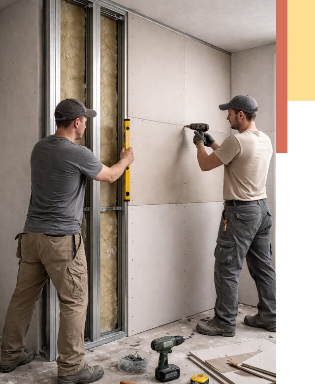 Монтаж двухслойной перегородки из гипсокартона в Кандалакше от 1465 руб. | ОТДЕЛОЧНИК-Кнд