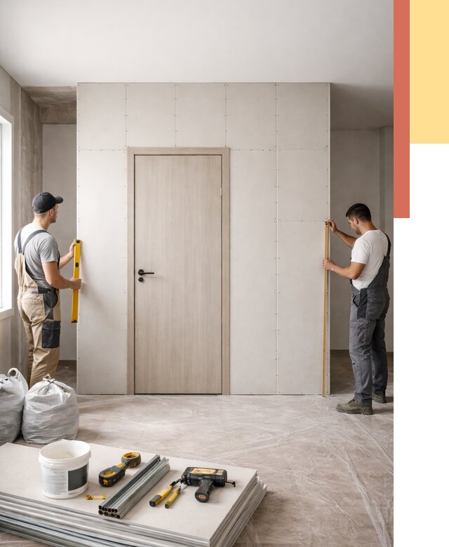 Перегородка из гипсокартона с дверью в Кандалакше от 4546 руб. под ключ | ОТДЕЛОЧНИК-Кнд