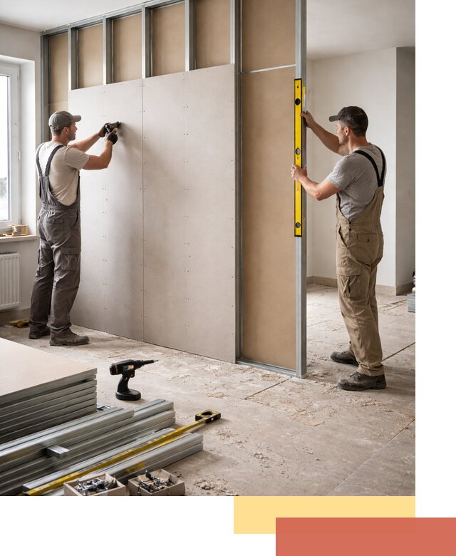 Зонирующая перегородка из гипсокартона под ключ в Кандалакше