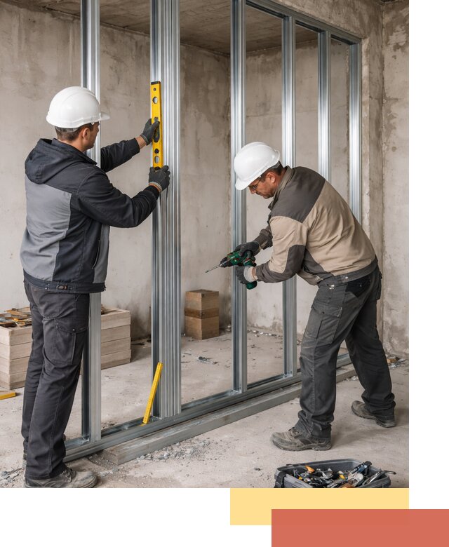 Монтаж каркаса перегородки из профиля в Кандалакше