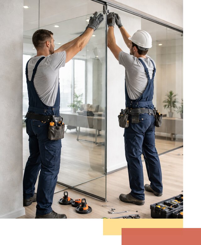 Безрамные стеклянные перегородки под ключ в Кандалакше