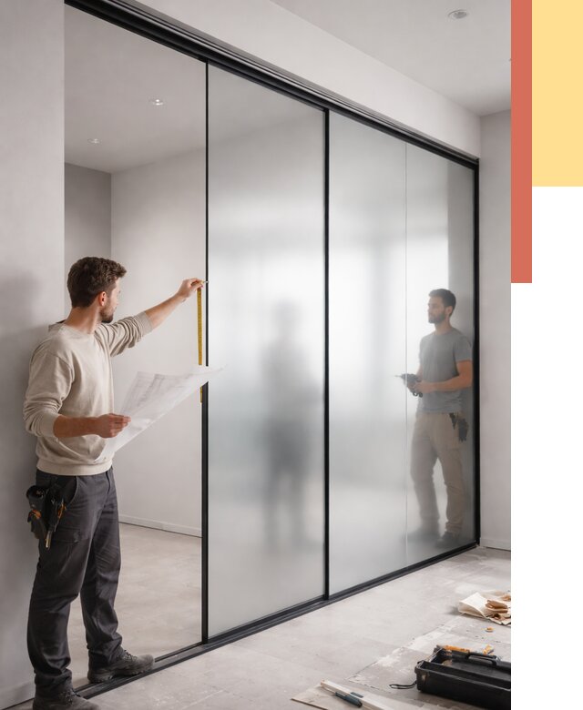 Матовые стеклянные перегородки в Кандалакше от 8588 руб. — монтаж и установка | ОТДЕЛОЧНИК-Кнд