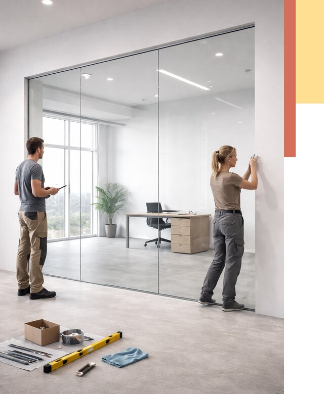 Перегородки из закаленного стекла в Кандалакше от 9598 руб. под ключ | ОТДЕЛОЧНИК-Кнд