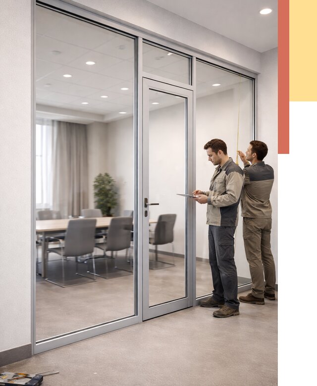 Установка и монтаж алюминиевых перегородок со стеклом в Кандалакше от 8284 руб. | ОТДЕЛОЧНИК-Кнд