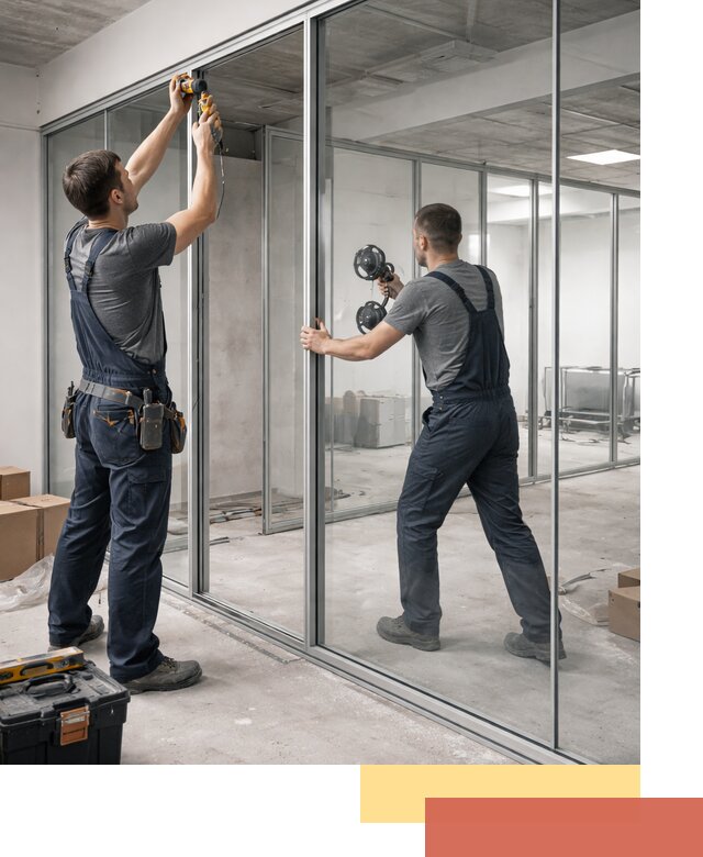 Алюминиевые перегородки со стеклом в Кандалакше — изготовление и монтаж