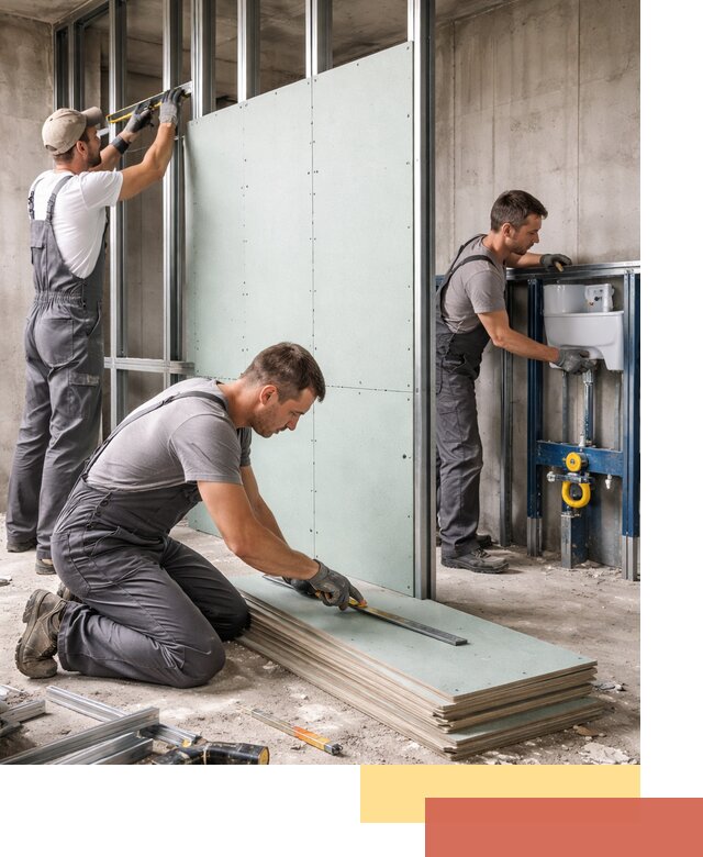 Монтаж и ремонт сантехнических перегородок в Кандалакше