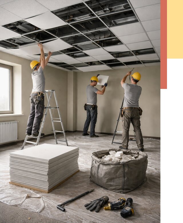 Демонтаж потолка Армстронг в Кандалакше от 4546 руб. быстро и недорого | ОТДЕЛОЧНИК-Кнд