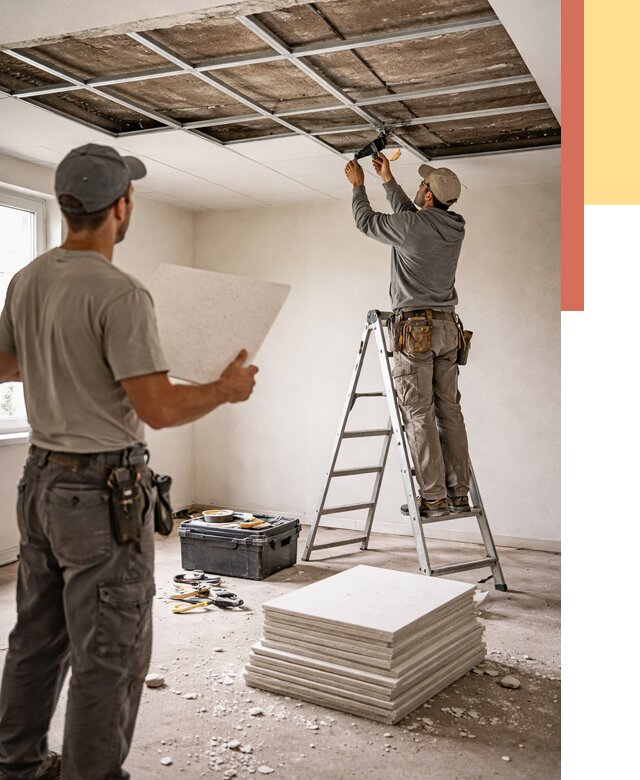 Замена плит подвесного потолка в Кандалакше от 1768 руб. быстро и недорого | ОТДЕЛОЧНИК-Кнд