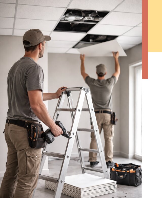 Обслуживание подвесного потолка в Кандалакше от 3536 руб. — быстро и недорого | ОТДЕЛОЧНИК-Кнд