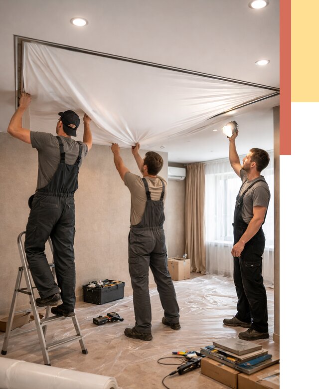 Монтаж ПВХ натяжного потолка в Кандалакше от 3536 руб. под ключ | ОТДЕЛОЧНИК-Кнд