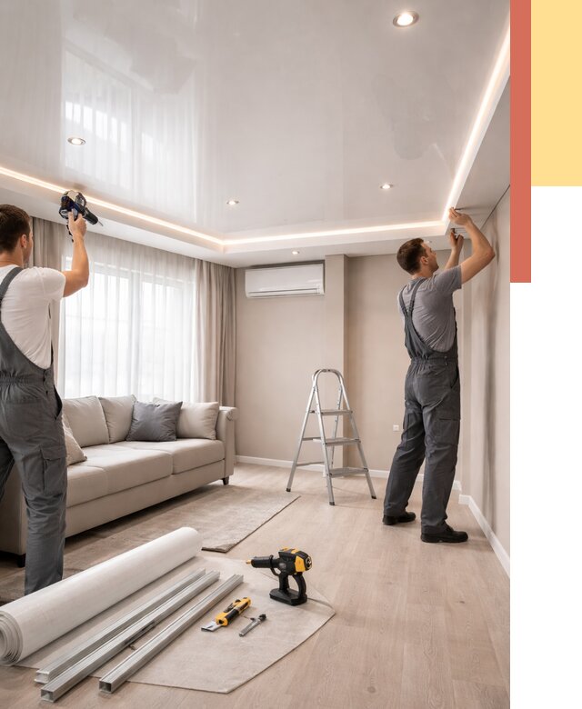 Монтаж глянцевого натяжного потолка в Кандалакше от 758 руб. под ключ | ОТДЕЛОЧНИК-Кнд