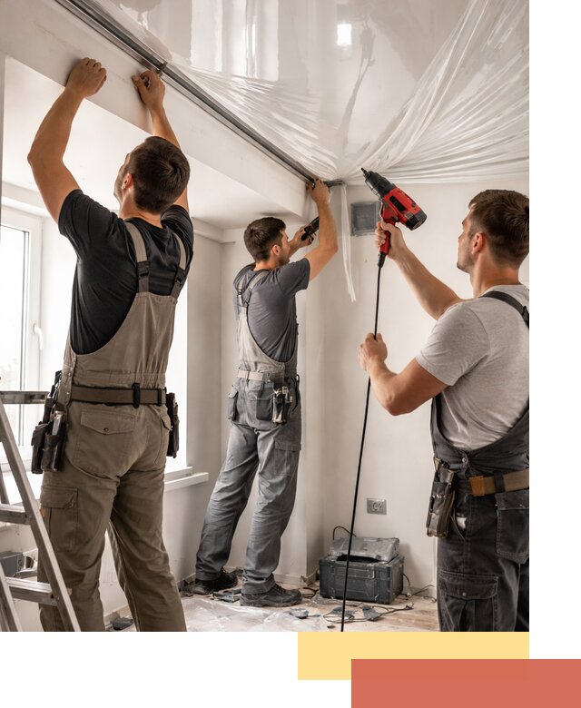 Монтаж глянцевого натяжного потолка в Кандалакше быстро и качественно