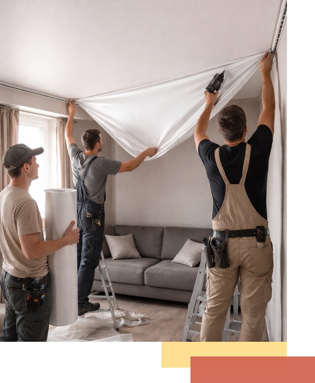 Монтаж сатинового натяжного потолка в Кандалакше качественно и быстро