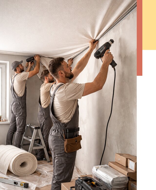 Монтаж фактурного натяжного потолка в Кандалакше от 758 руб. — ОТДЕЛОЧНИК-Кнд