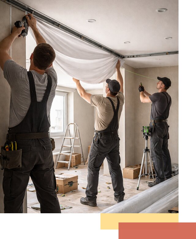 Монтаж парящего натяжного потолка под ключ в Кандалакше