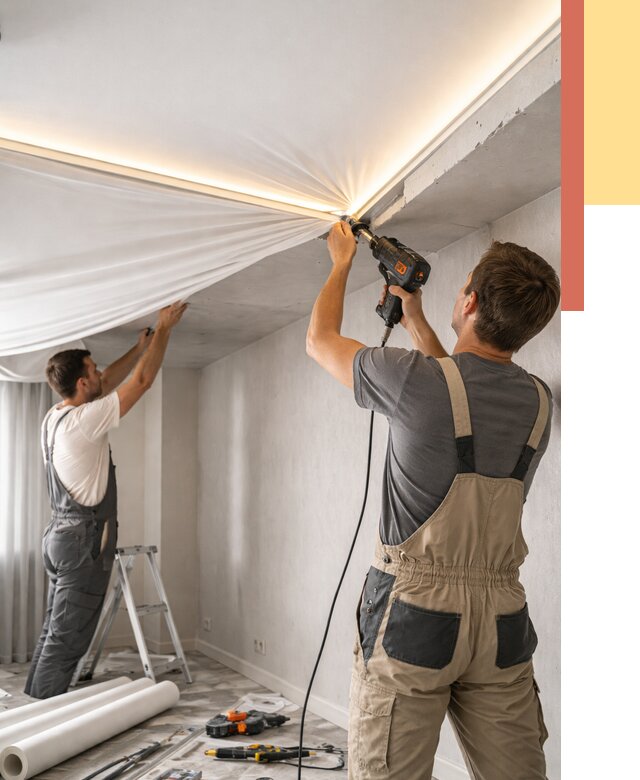 Монтаж натяжного потолка с подсветкой в Кандалакше от 960 руб. | ОТДЕЛОЧНИК-Кнд