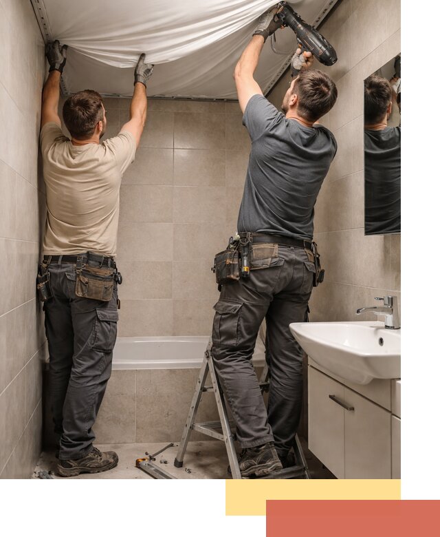 Монтаж натяжного потолка в ванной в Кандалакше быстро и качественно