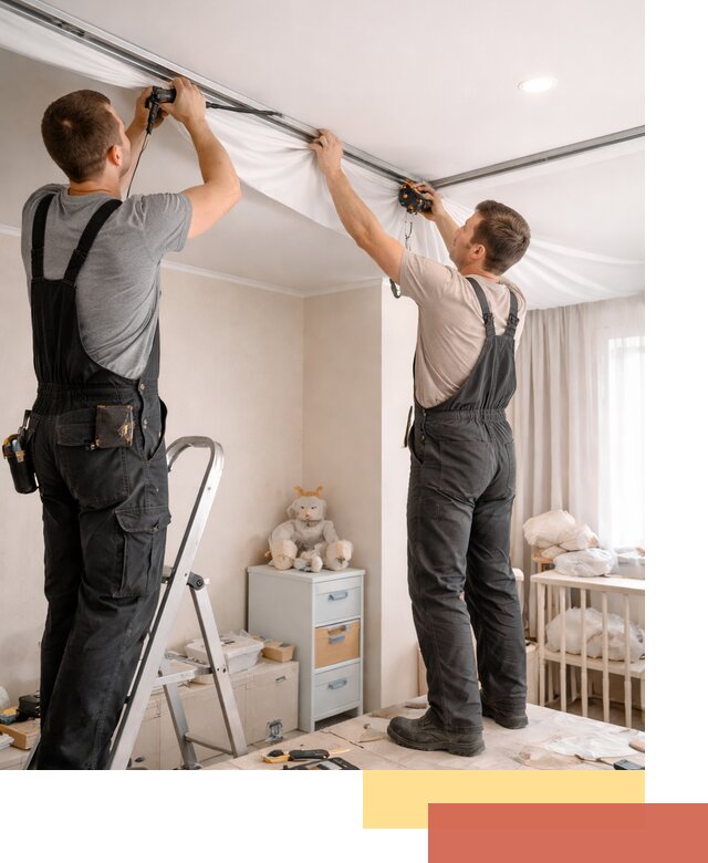 Монтаж натяжного потолка в детской комнате в Кандалакше