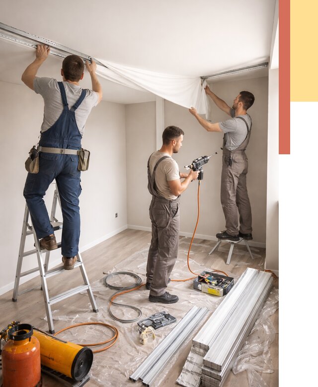 Монтаж натяжного потолка в студии в Кандалакше от 5557 руб. — быстро и недорого | ОТДЕЛОЧНИК-Кнд