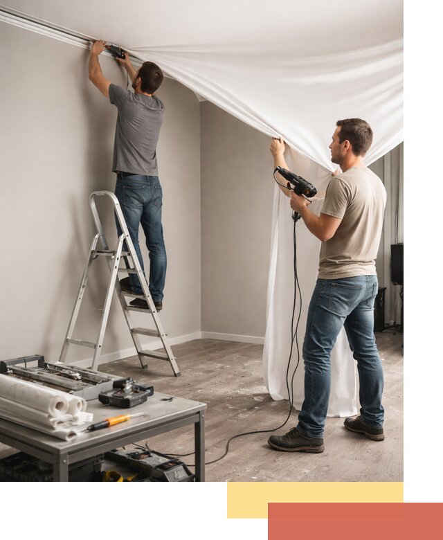 Монтаж натяжного потолка в студии в Кандалакше