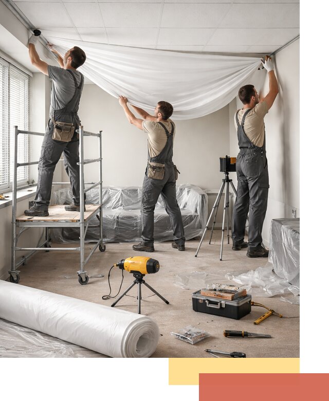 Монтаж натяжного потолка в офисе в Кандалакше