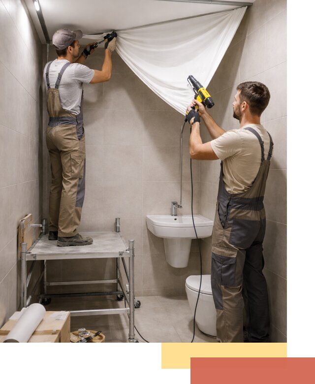 Монтаж натяжного потолка в санузле в Кандалакше