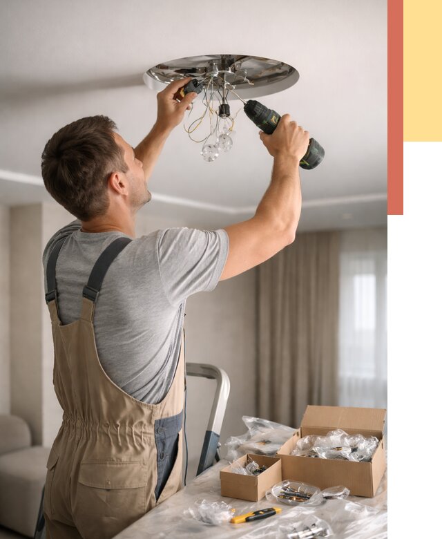 Установка люстры в натяжной потолок в Кандалакше от 1212 руб. | Быстро и недорого — ОТДЕЛОЧНИК-Кнд